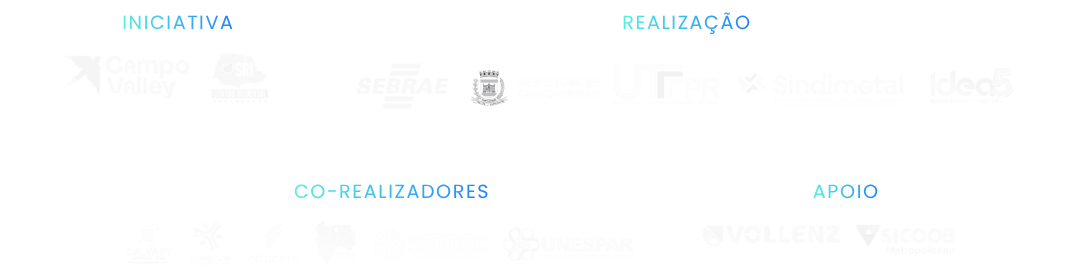 Iniciativa: Campo Valley e Centro Inova; realização: Comcam, Prefeitura de Campo Mourão, UTFPR, Sindimetal e Idea5